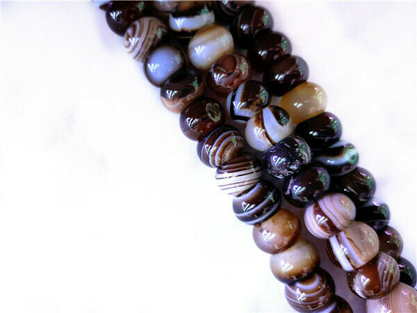1 Strand 14x10mm Brown Stripes Onyx Agate Abacus Spacer Loose Beads 15.5" HH8519
