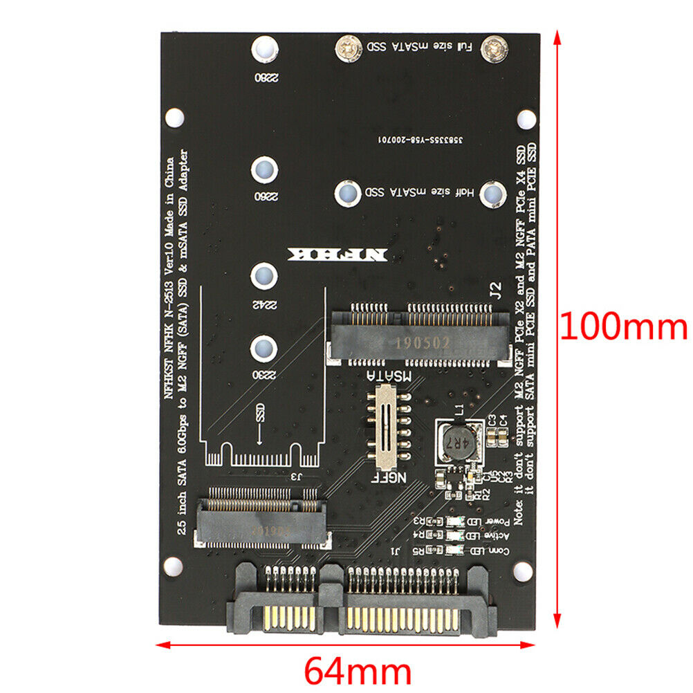 M.2 NGFF MSATA SSD to SATA 3.0 Adapter 2 in 1 Converter Card for PC Laptop~A Tt