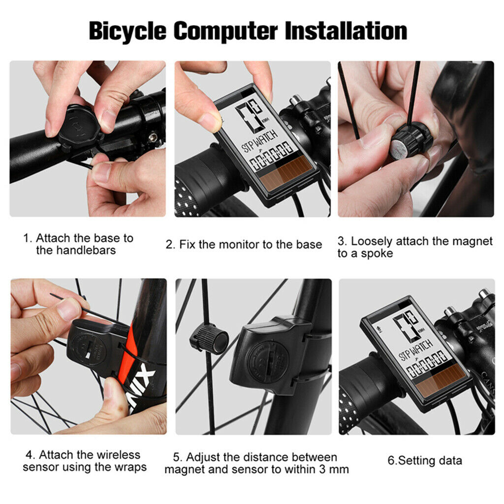 Bicycle Computer Solar Energy Large Screen Odometer Backlight Speedometer