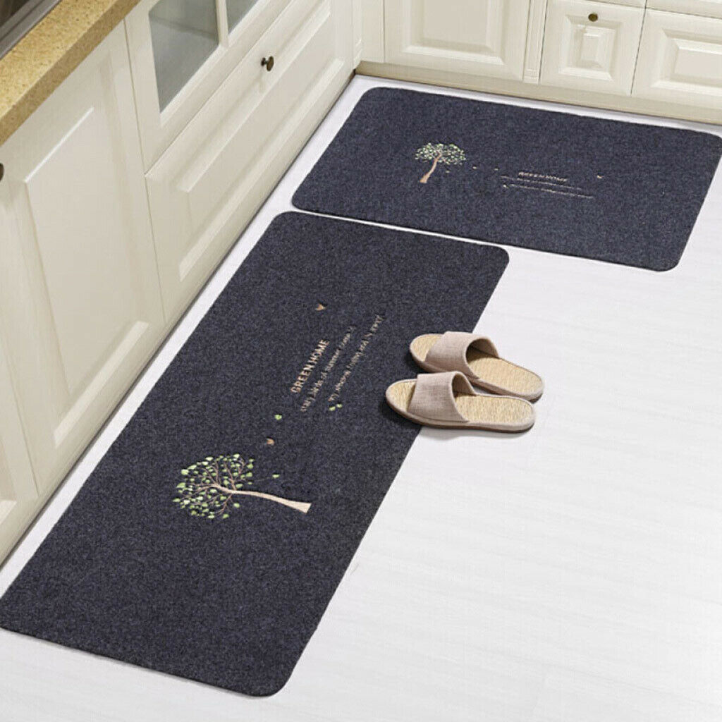 2x Kitchen Area Rugs Anti-skid Water-absorbing Floor Cushion for Kichen