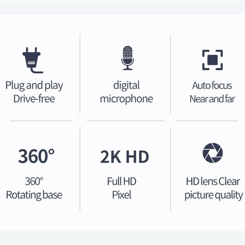 4X(2K Auto Focus  Webcam Built-in Microphone Video Call Camera Web Camera U3O9)