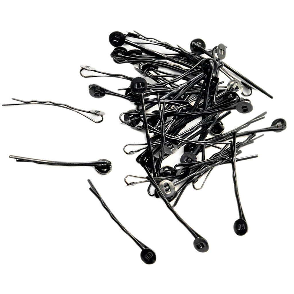 50x Black Hair Clips Barrettes Hairclips Round Tray DIY Jewelry Making Craft