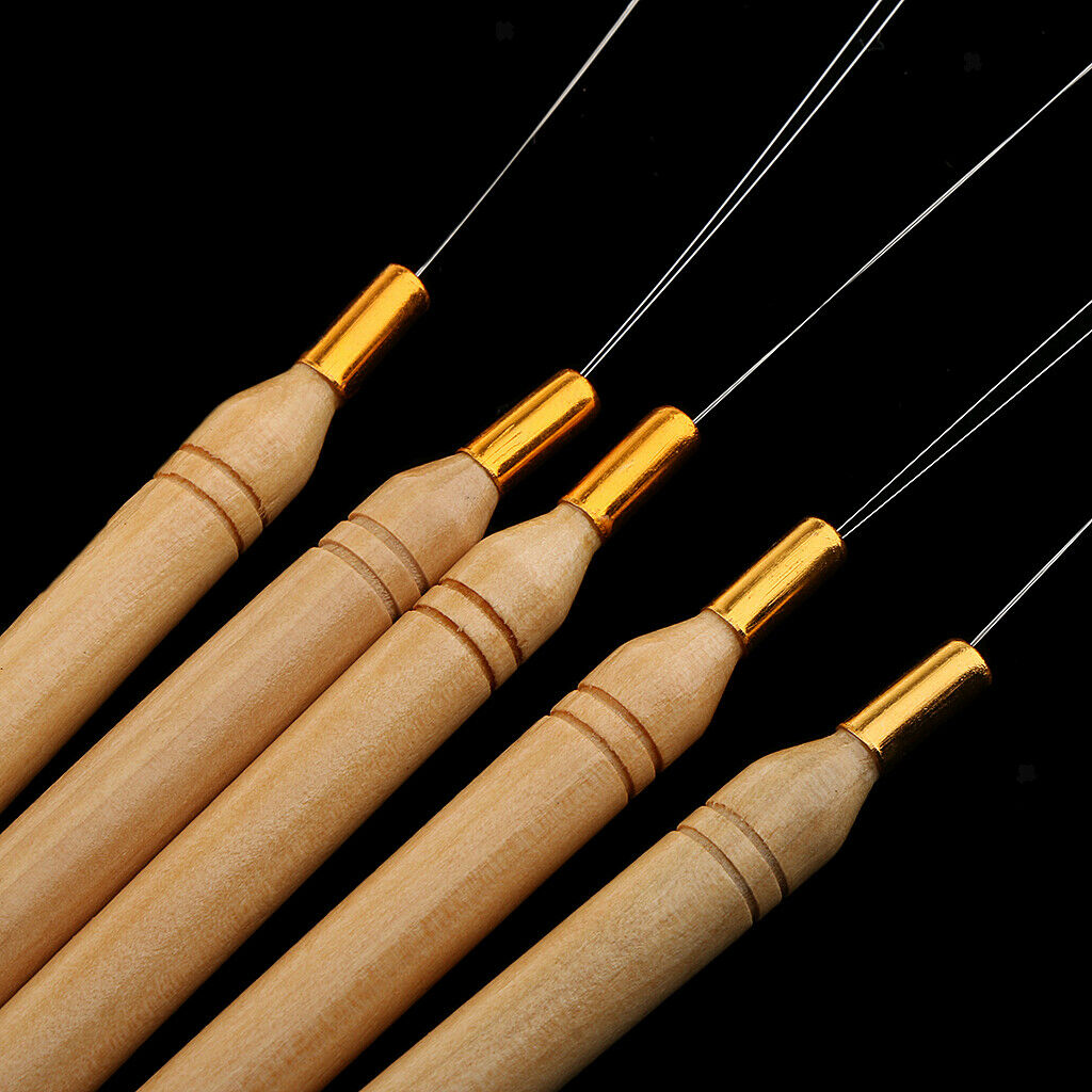5 Pieces Micro Link Ring Beads Hair Extension Tool Loop Hook Pulling Needles