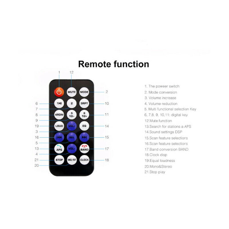 Single Din Car 4 Channel Bluetooth MP3 Music Player Card Radio USB Flash Disk