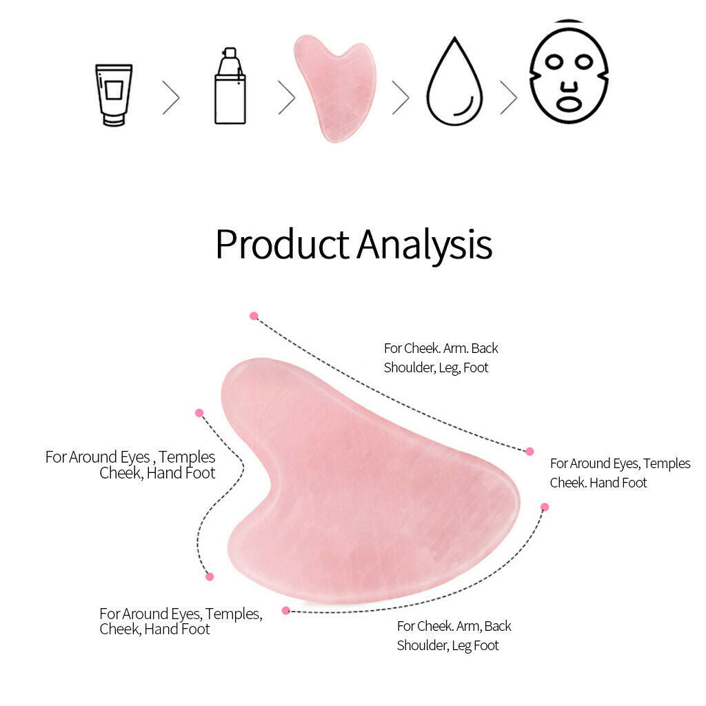 Natural Rose Quartz Stone Guasha Facial Face Neck Body Gua Sha Board Massager PK