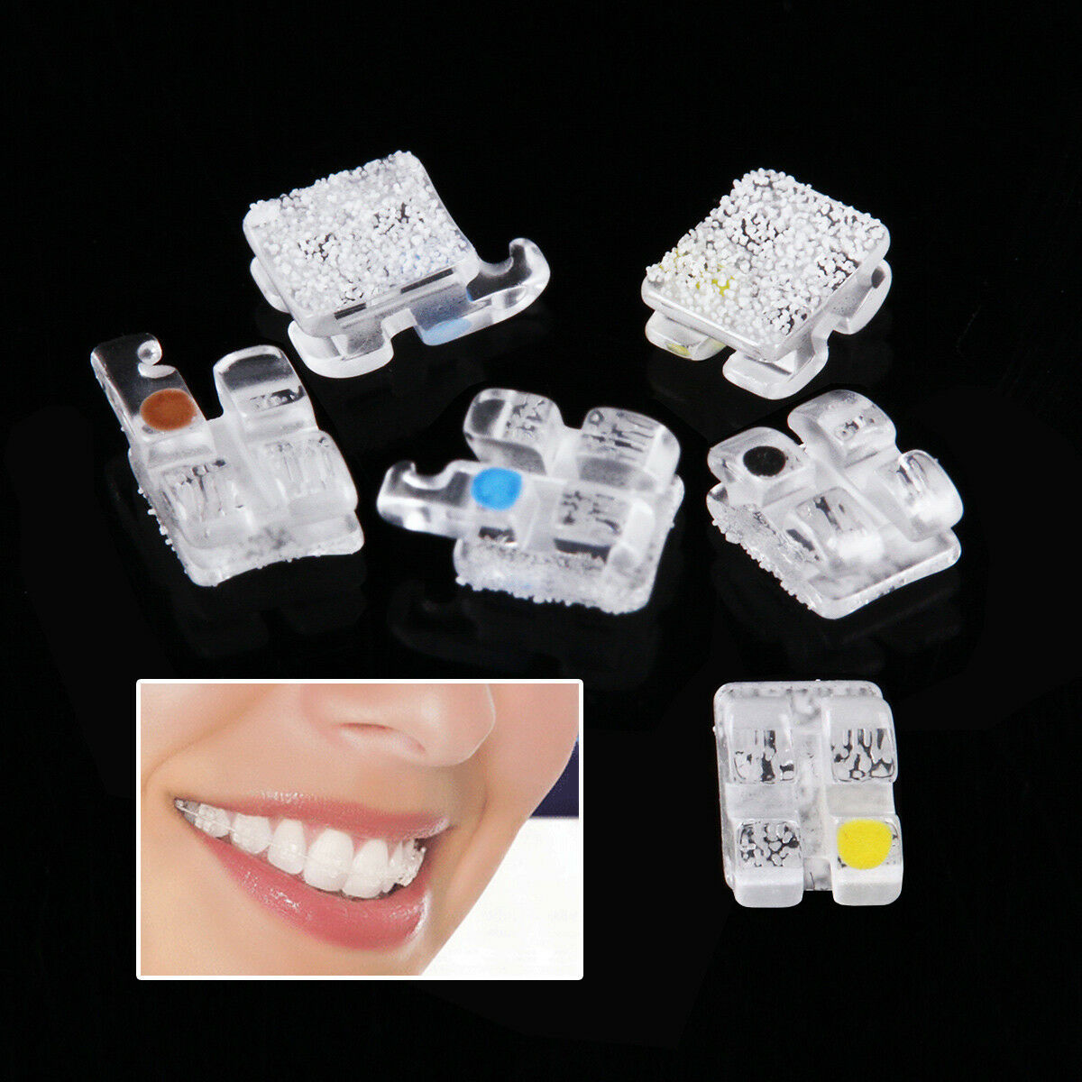 Dental Monocrystalline Sapphire Ceramic Bracket Braces Mini Roth.022 3-4-5 Hooks