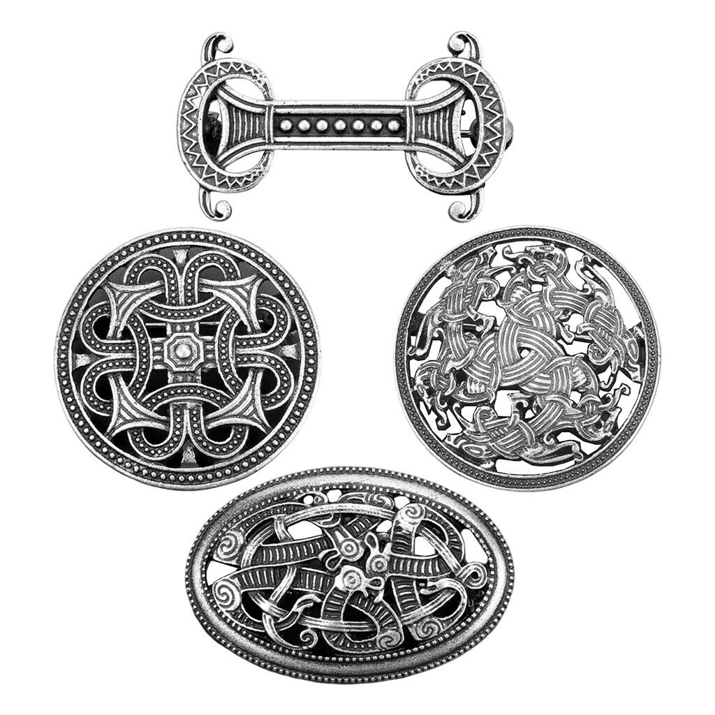 4Pcs Viking Brooch Pin Retro Sweater Cloak Badge Nordic Jewelry Holder