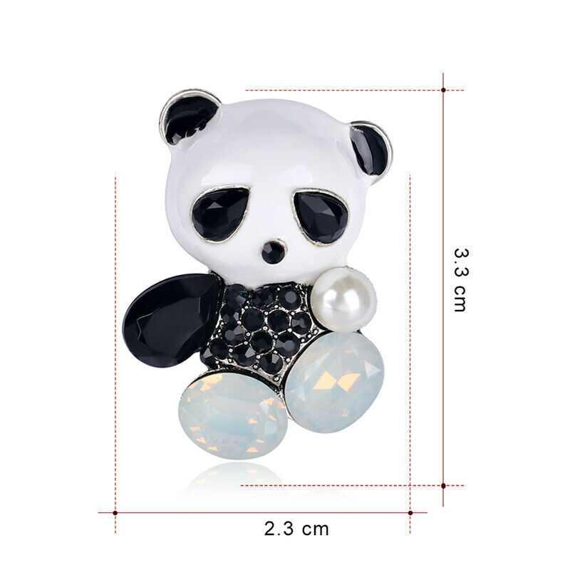 Fashion Wedding Bridal Crystal Enamel Animal Panda Corsage Banquet Brooch.l8