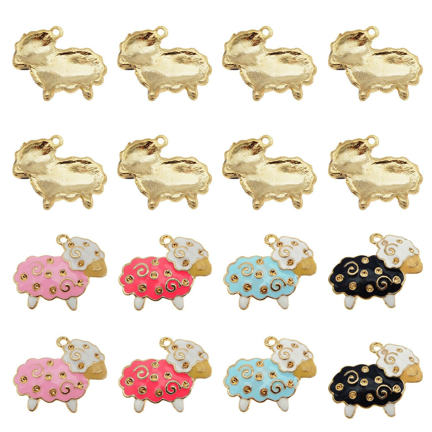 8PCS Assorted Mini Sheep Enamel Charm Animal Alloy Pendant Jewelry Craft 12x15MM