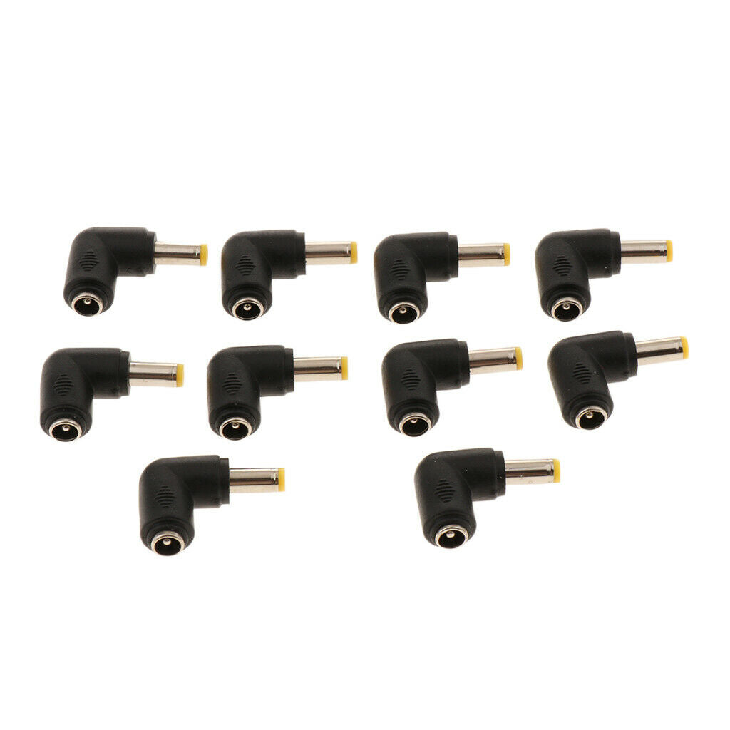 10 Pcs DC Barrel Connector 5.5 / 2.1 to 5.5 / 2.5 Adapter, Angled, Short-circuit