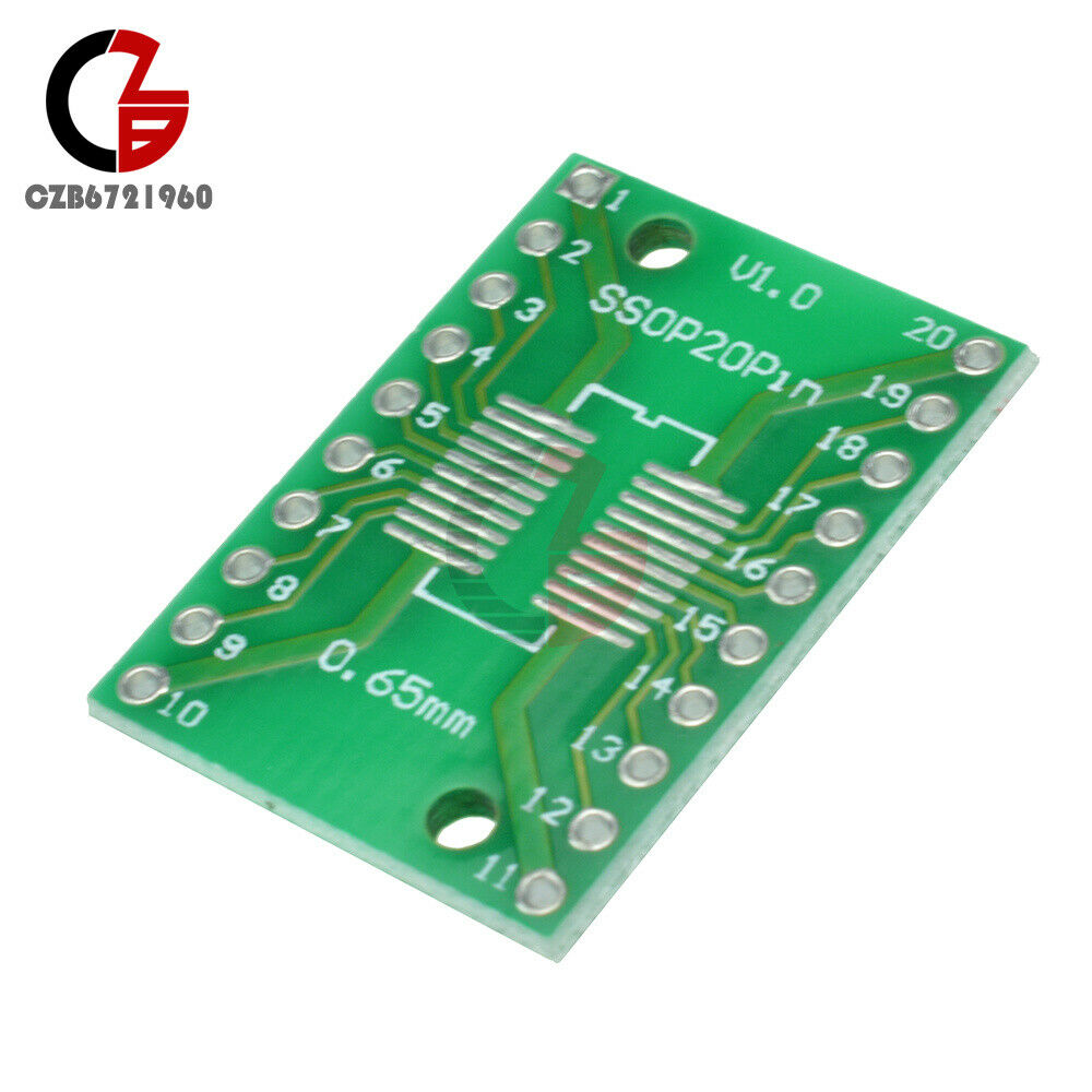 10PCS SOP20 SSOP20 TSSOP20 to DIP20 1.27mm 0.65mm Adapter PCB Converter Plate