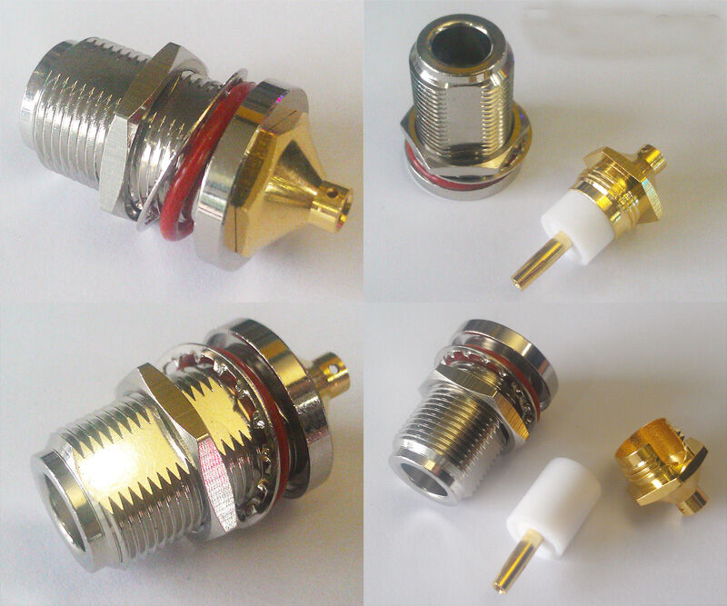 5 pcs N Female bulk head Semi-rigid .141'' RG402 Connector