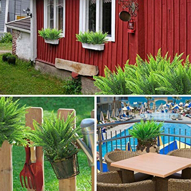12 Pack Artificial Plant Ferns Faux Ferns for Outdoor Indoor Artificial PlanU2Q9