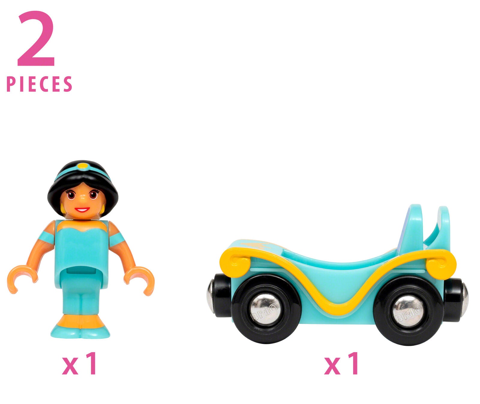 33359 BRIO Disney Princess Jasmine & Carriage Set Wooden Train Track Age 3yrs+