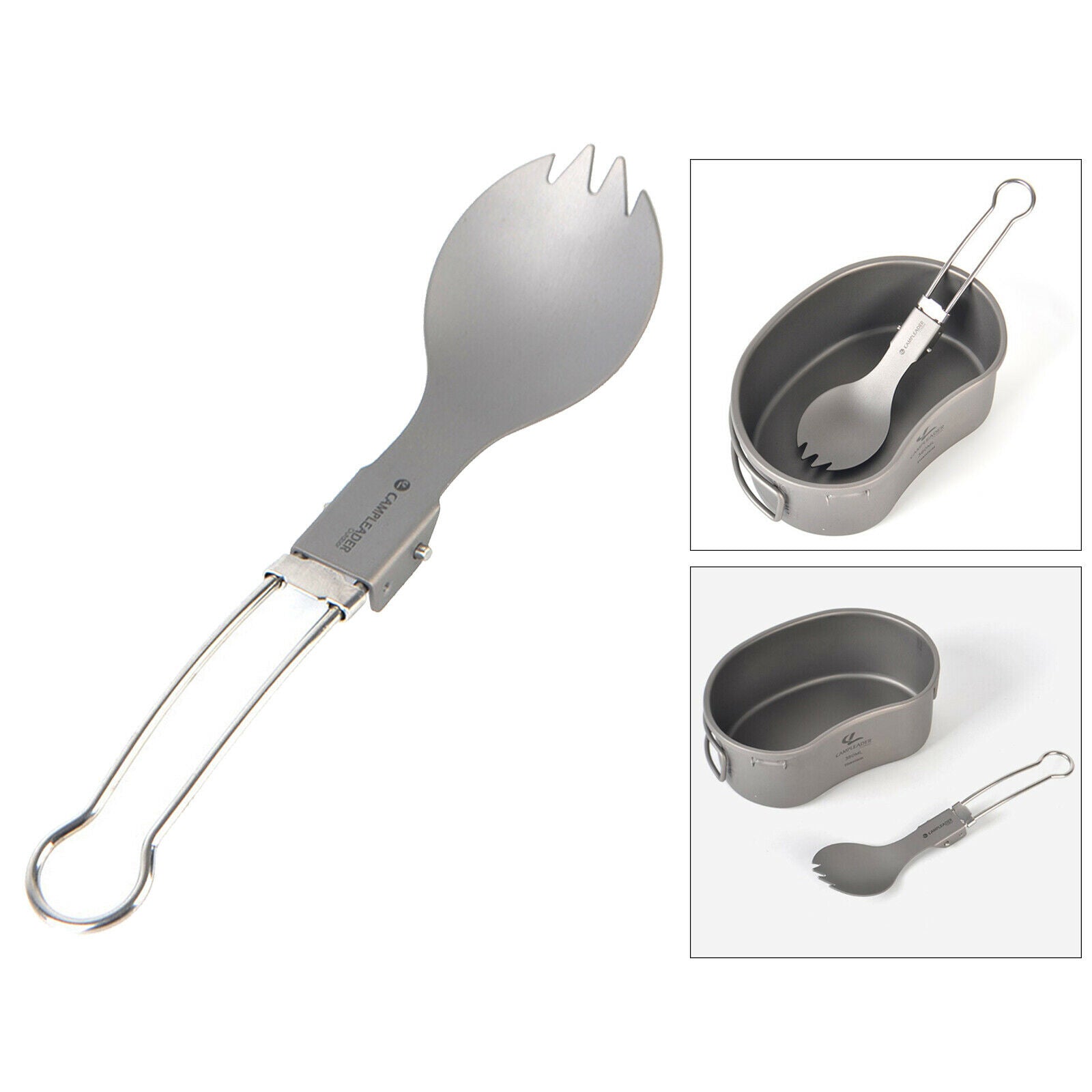 Folding Camping Spork Spoon Fork w/ Storage Bag Practical Office Fishing