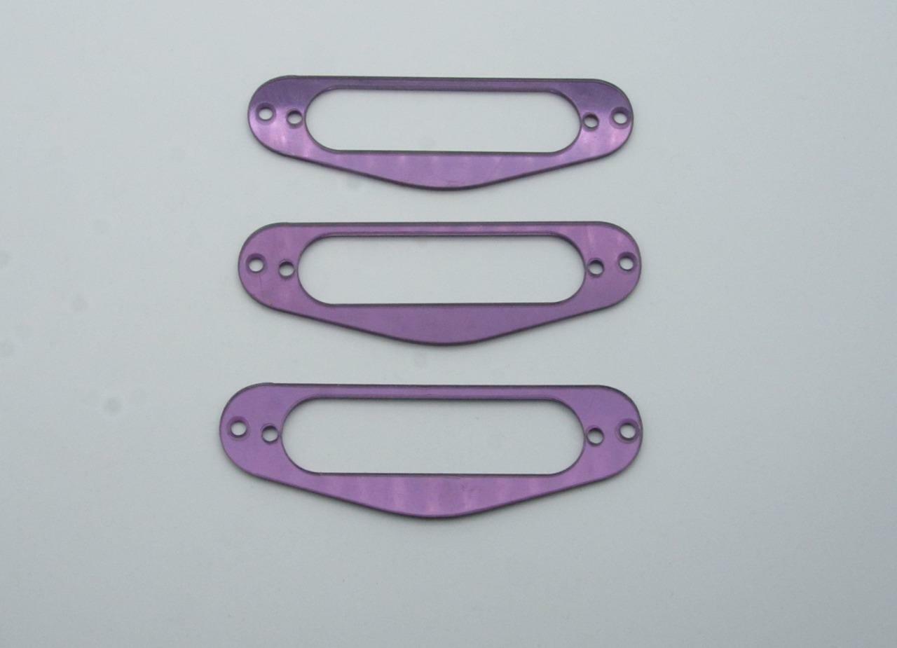 3x Purple Mirror Guitar Single Coil Pickup Surround Ring for Strat Sized Pickup