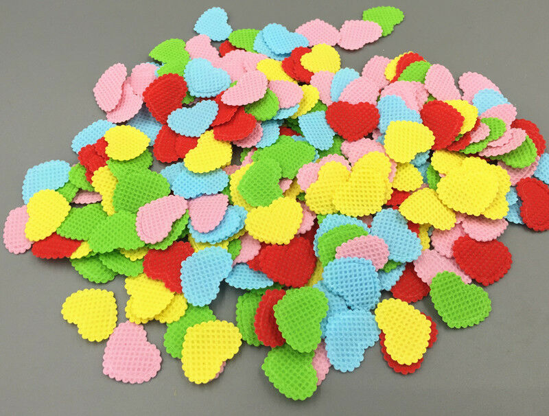500PCS Mixed Colors Heart-shaped Plaid Felt Appliques Non-woven Crafts 20mm