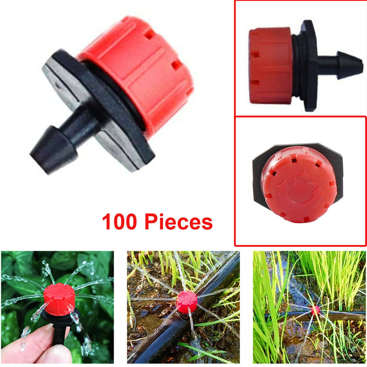 100× 360°Adjustable 8 Spray Holes Irrigation Sprinklers Watering Micro Drippers
