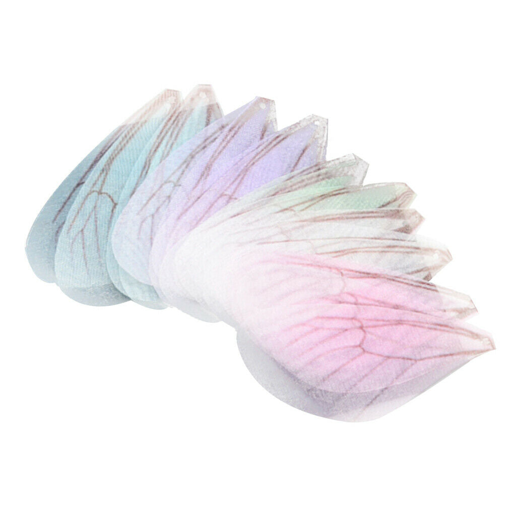 10pcs Cloth Dragonfly Cicada Wing Charms DIY for Earring Pendant Mixed Color