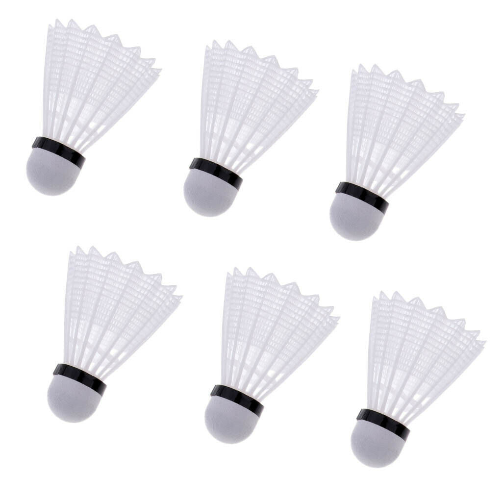 6 Pcs Nylon Badminton Shuttlecocks Balls Sports - Quick Bounce White