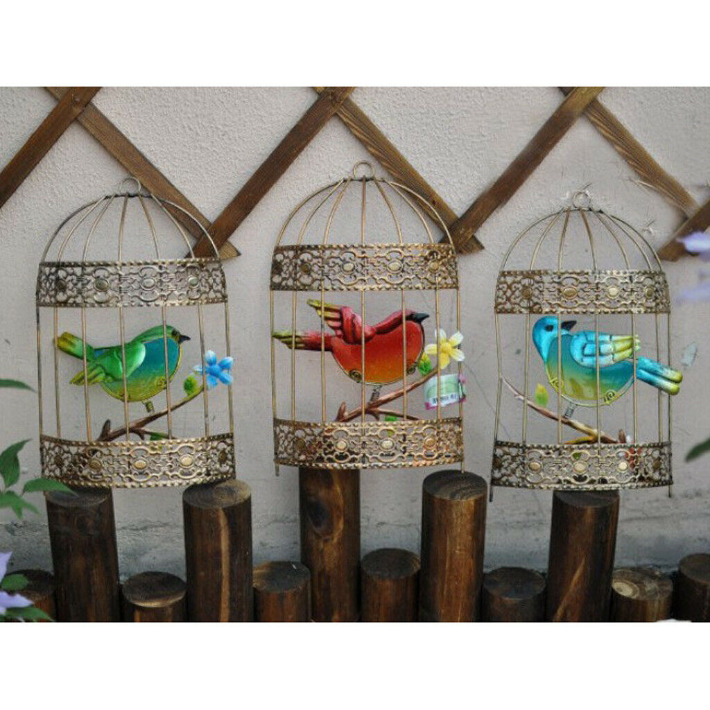 Iron Craft Bird Cage Wall Hanging Statue Home Wall Ornaments Sculpture