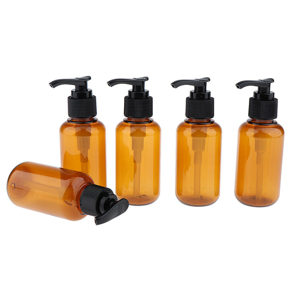5 x 100mL Plastic Empty Pump Bottle Travel Shampoo Lotion Body Wash Container