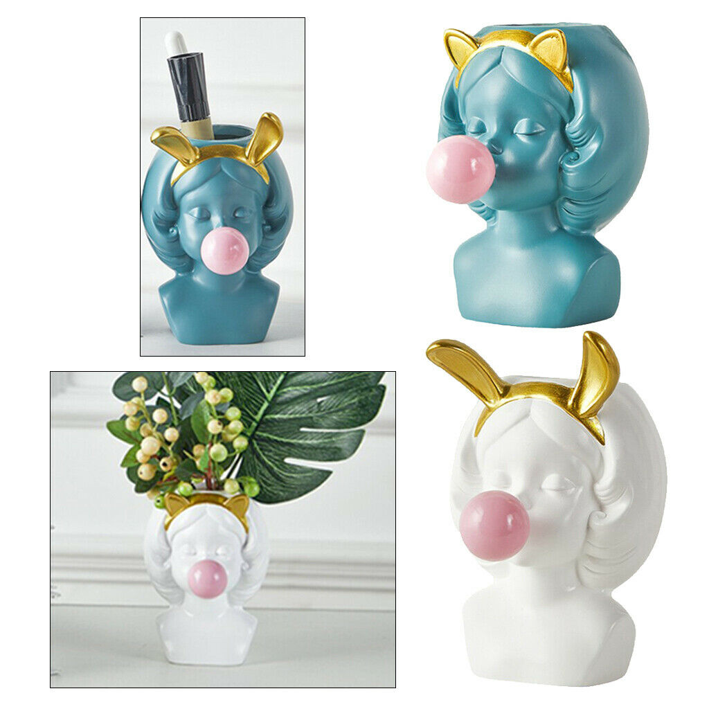 2x Cute Cartoon Vinyl Flower Pot Indoor Succulent Planter Vase Pen Holder