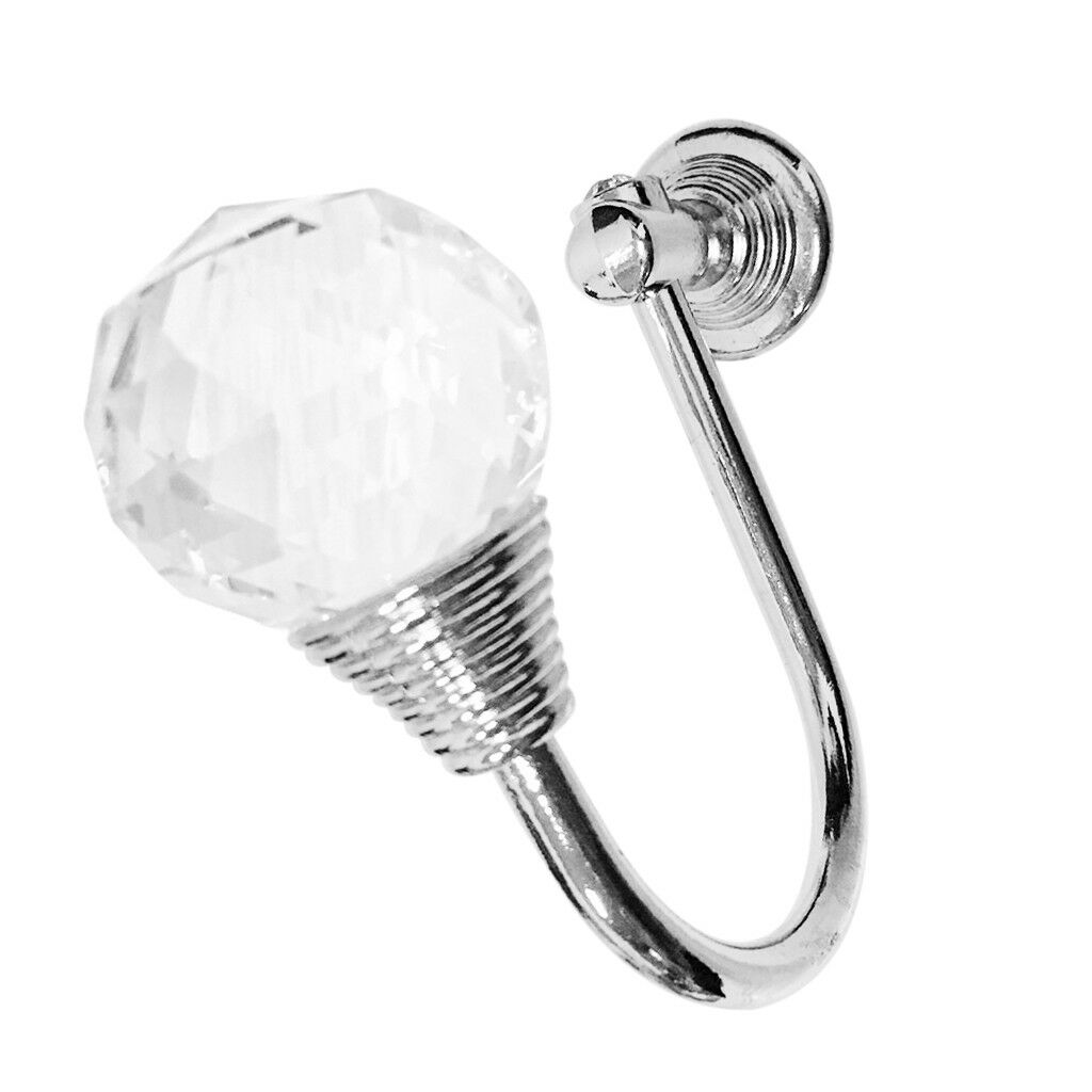 2Pcs Zinc Alloy Crystal Curtain Hold Back Tie Back Wall Hook Diamante Holder