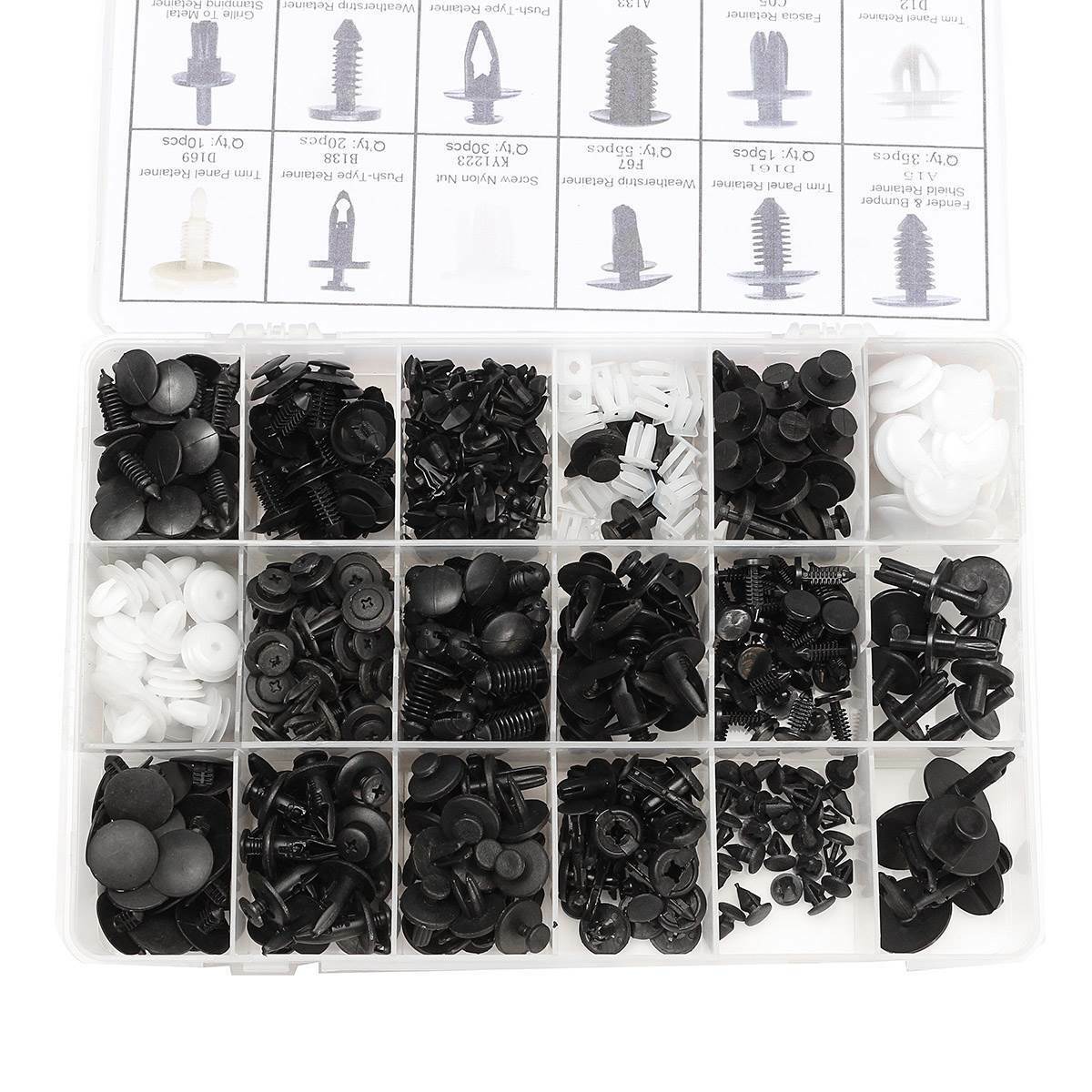 415 Pcs 18 Sizes Interior Door Trim Panel Retainers Clips Fastener Kit for Ford