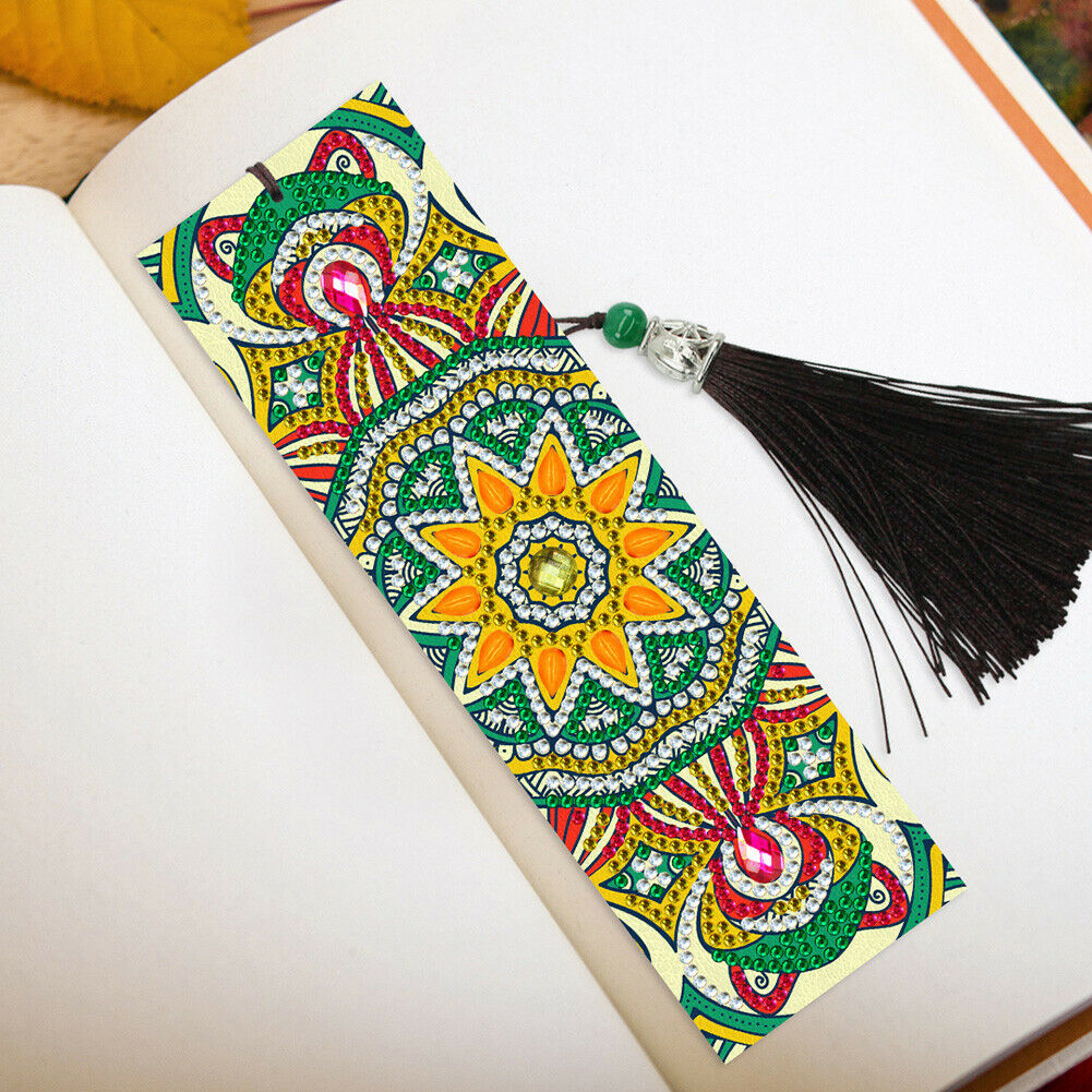 2pcs Diamond Painting Leather Tassel Mandala Bookmarks DIY â€‹Special Shaped @