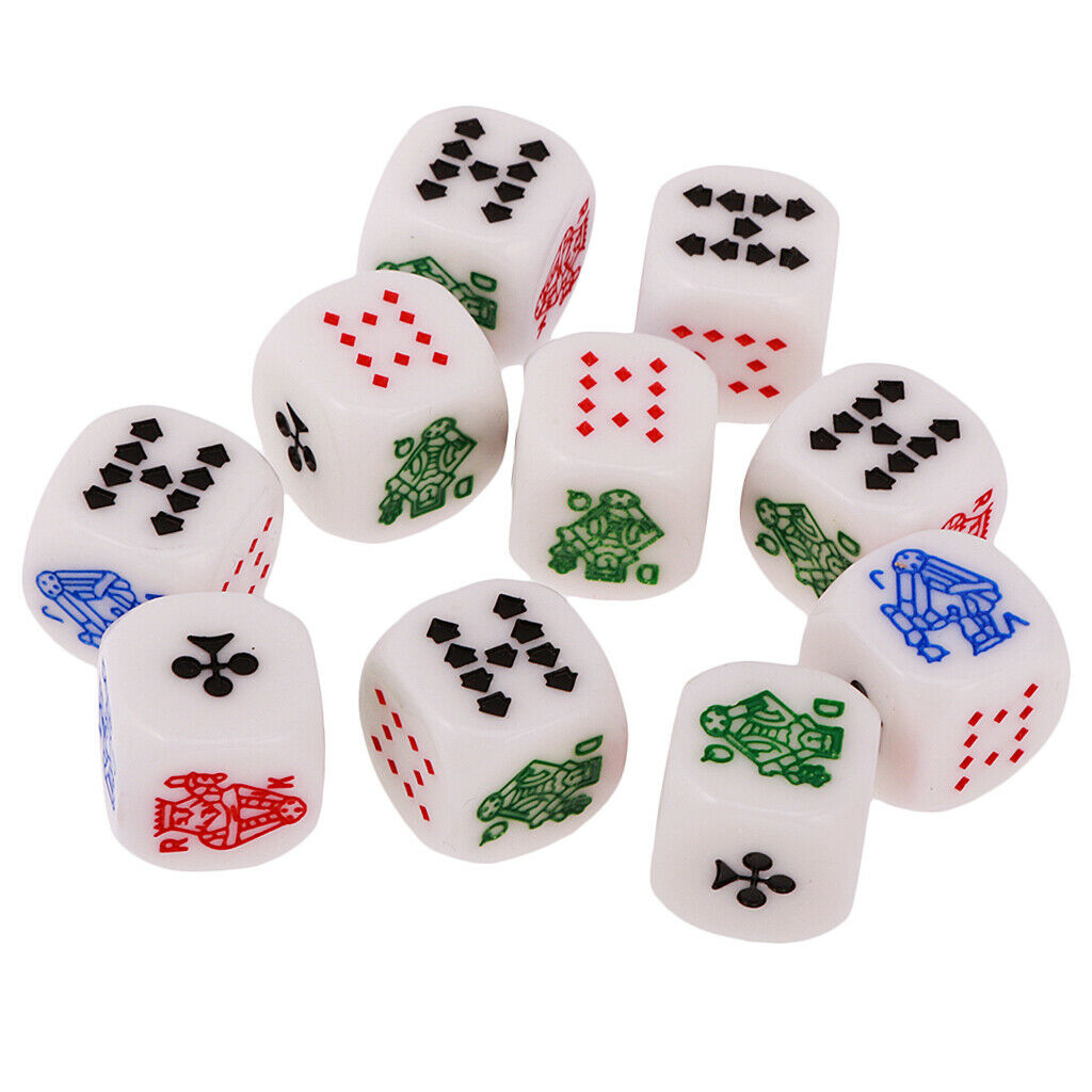 Lots 10 6 Sided Poker Card Dice Casino Poker Favours Prop Tabletop Supplies