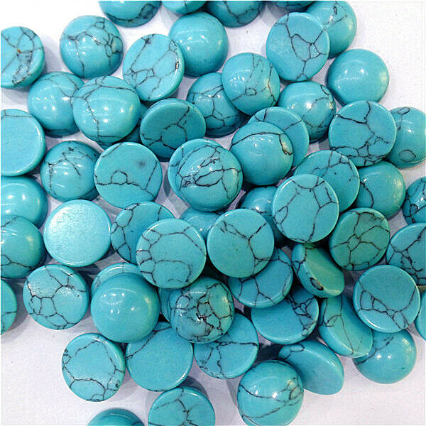 100Pcs 12mm Wholesale Green Turquoise Round Cab Cabochon Accessories HH7078
