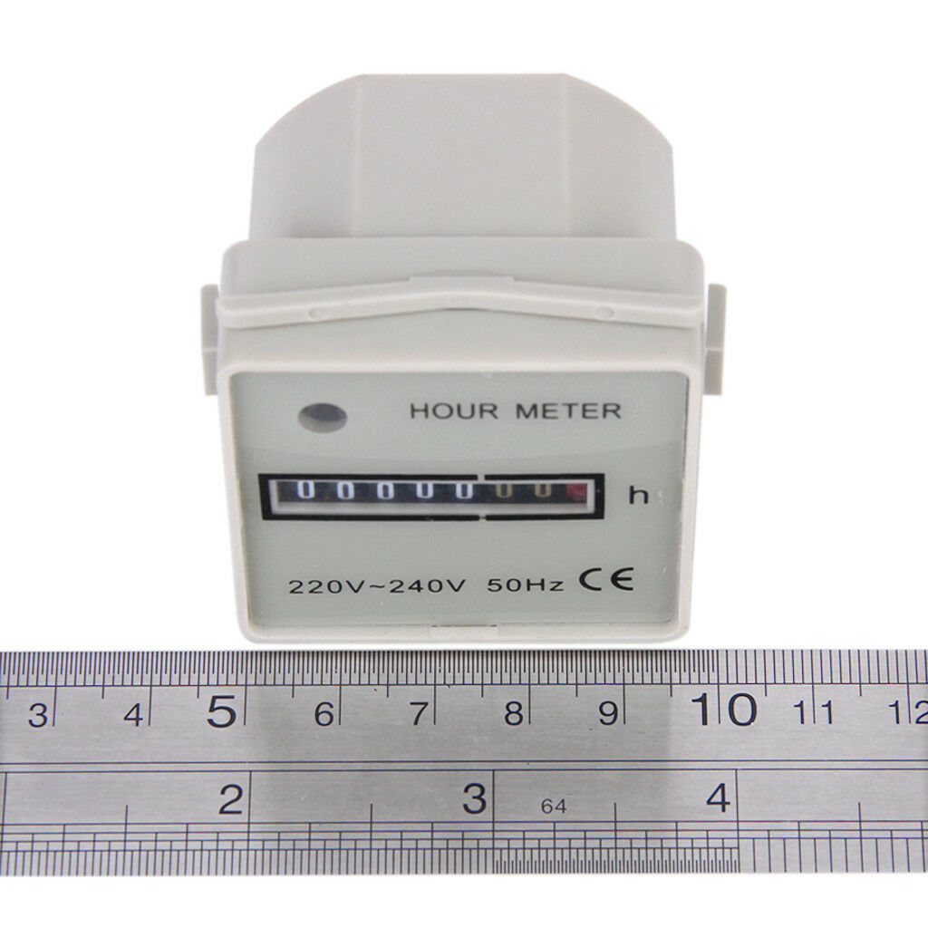 0-99999.9 Hour Meter 220-240V 50Hz AC - Square Digital Gauge - 0.3 Watts