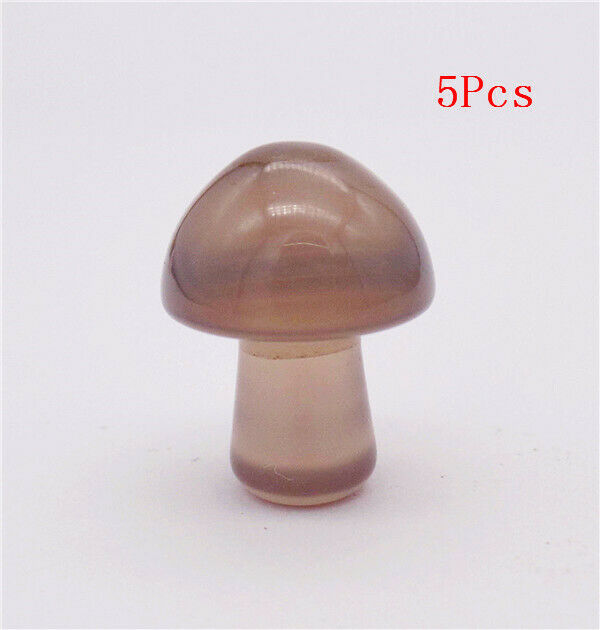 5Pcs 21x15mm Natural Gray Agate Carved Mushroom Massager Reiki Healing HH7720