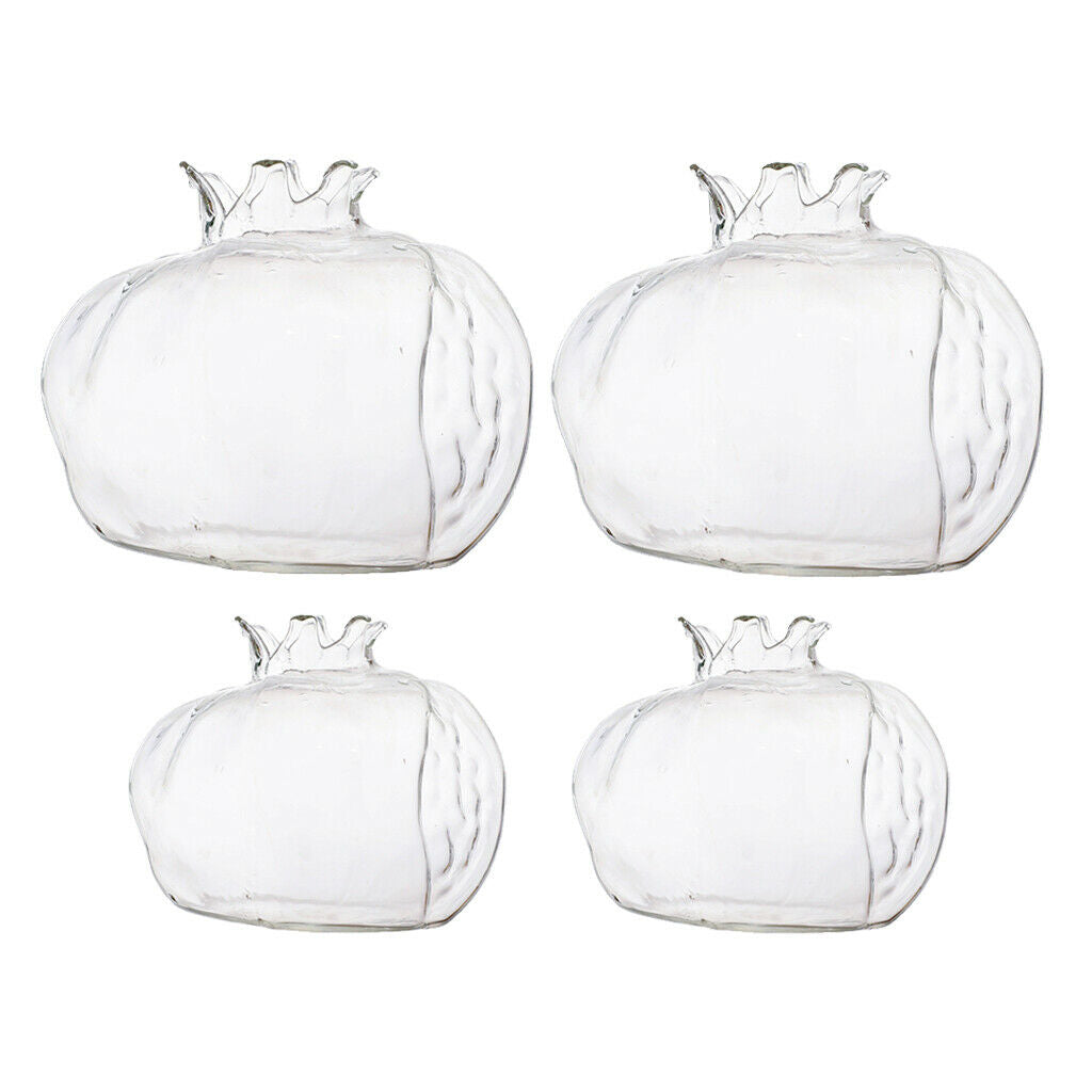 Set of 4 Clear Pomegranate Small Flower Vase Glass Bottles Wedding Decor