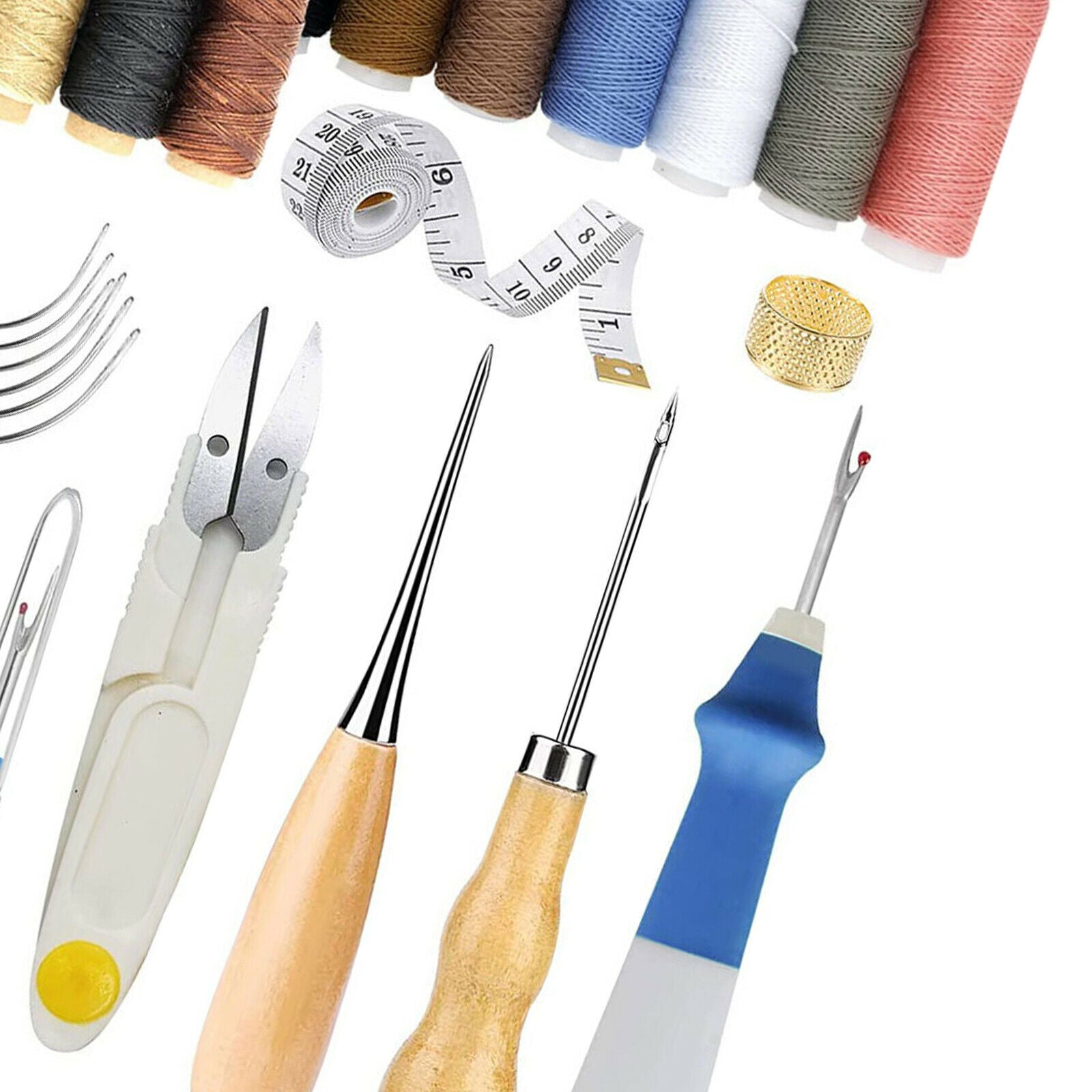34x Leather Craft Tools Kit Stitching Sewing Waxed Thread Working Hand Tools