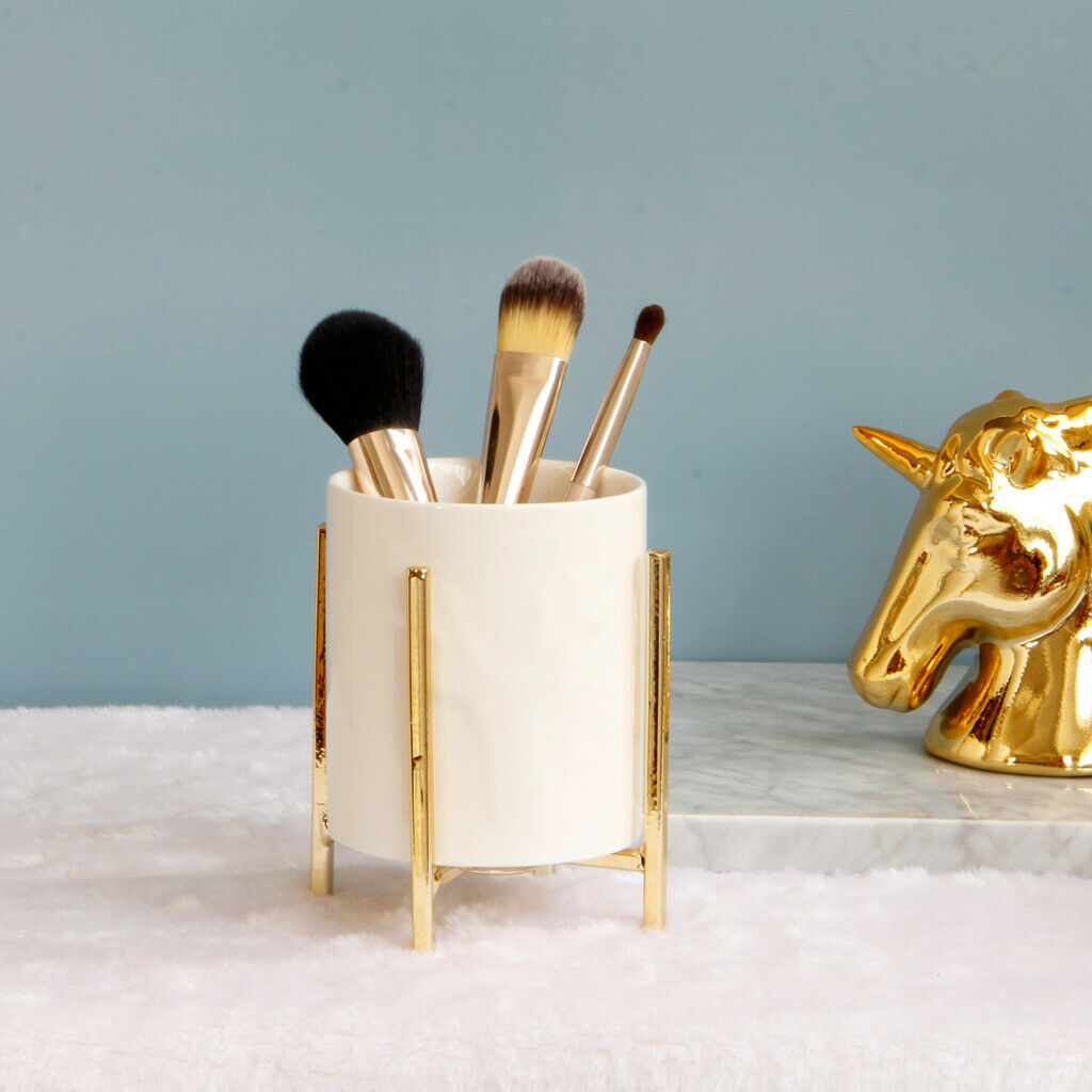Nordic Style Tabletop Storage Makeup Brush Jewelry Holder w Golden Rack L