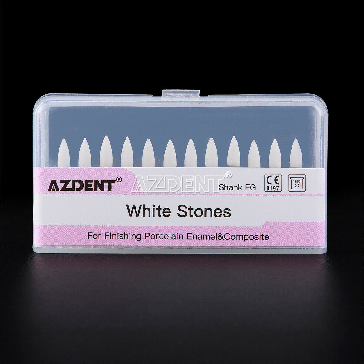 10Kits AZDENT Dental Flame Shape White Stone Polishing Polisher FG Burs Abrasion