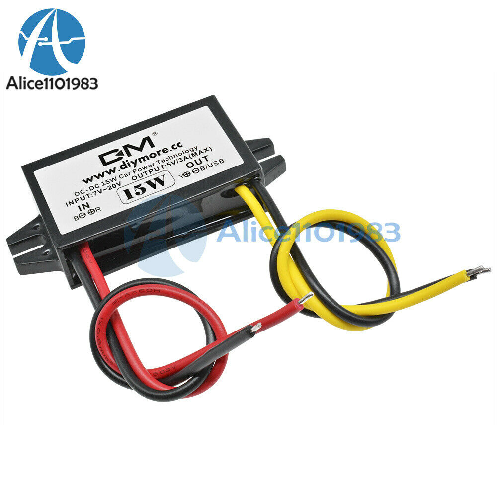 10PCS Car LED Display Power Supply 12V-5V 3A 15W DC-DC Power Converter