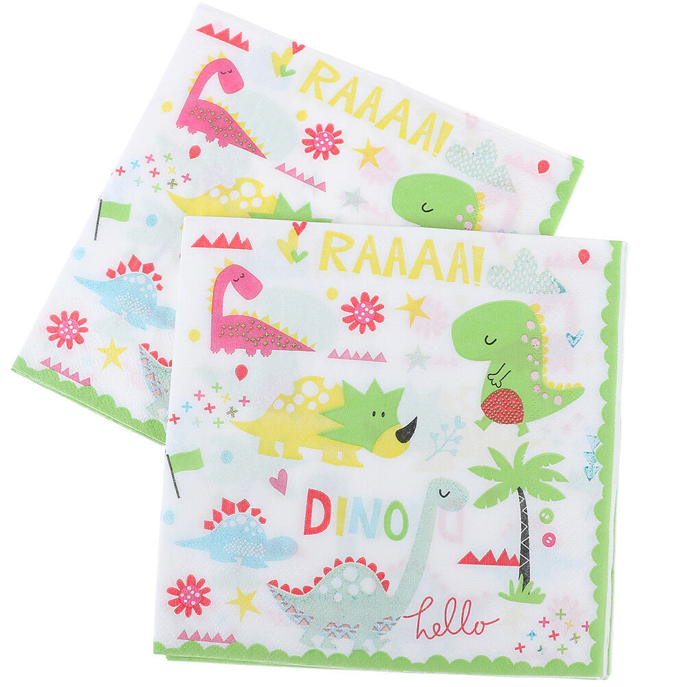 12x Dinosaur Theme Paper Napkins For Kids Birthday Party Tissue Napkin Dec.l8