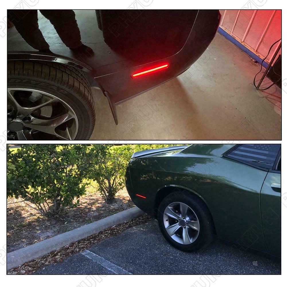 2x Smoke Lens Led Rear Bumper Side Marker Lights For Dodge Challenger 2015-2021