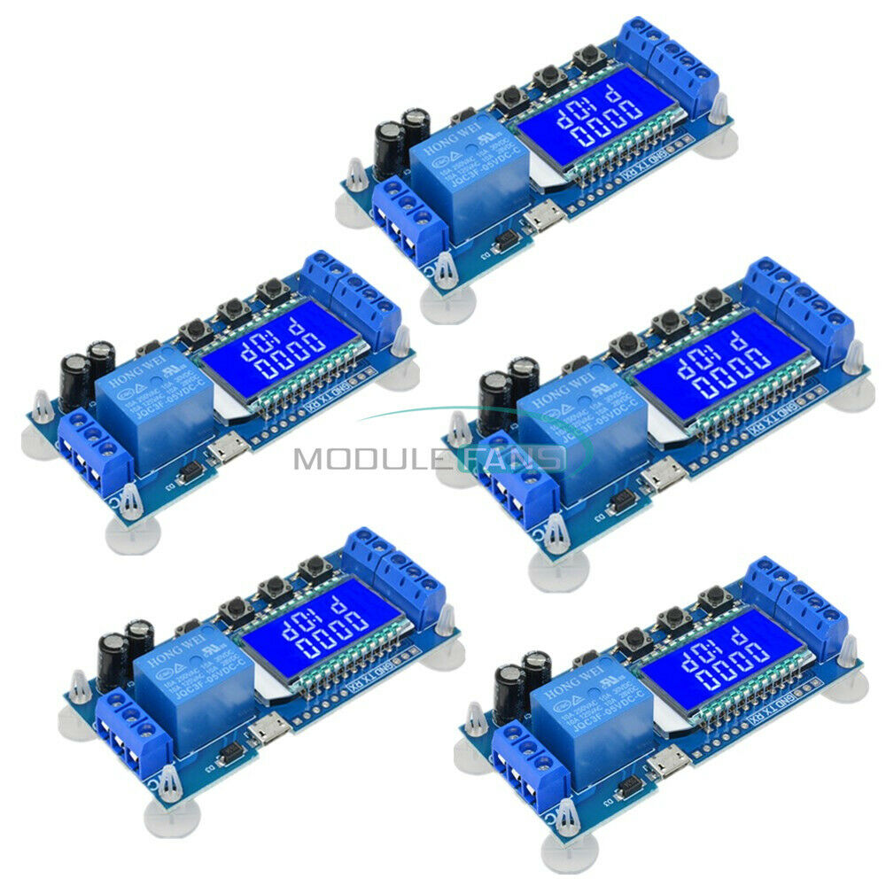 5PCS 6-30V Micro USB Relay Module Delay Trigger Cycle Timer Circuit LCD Switch