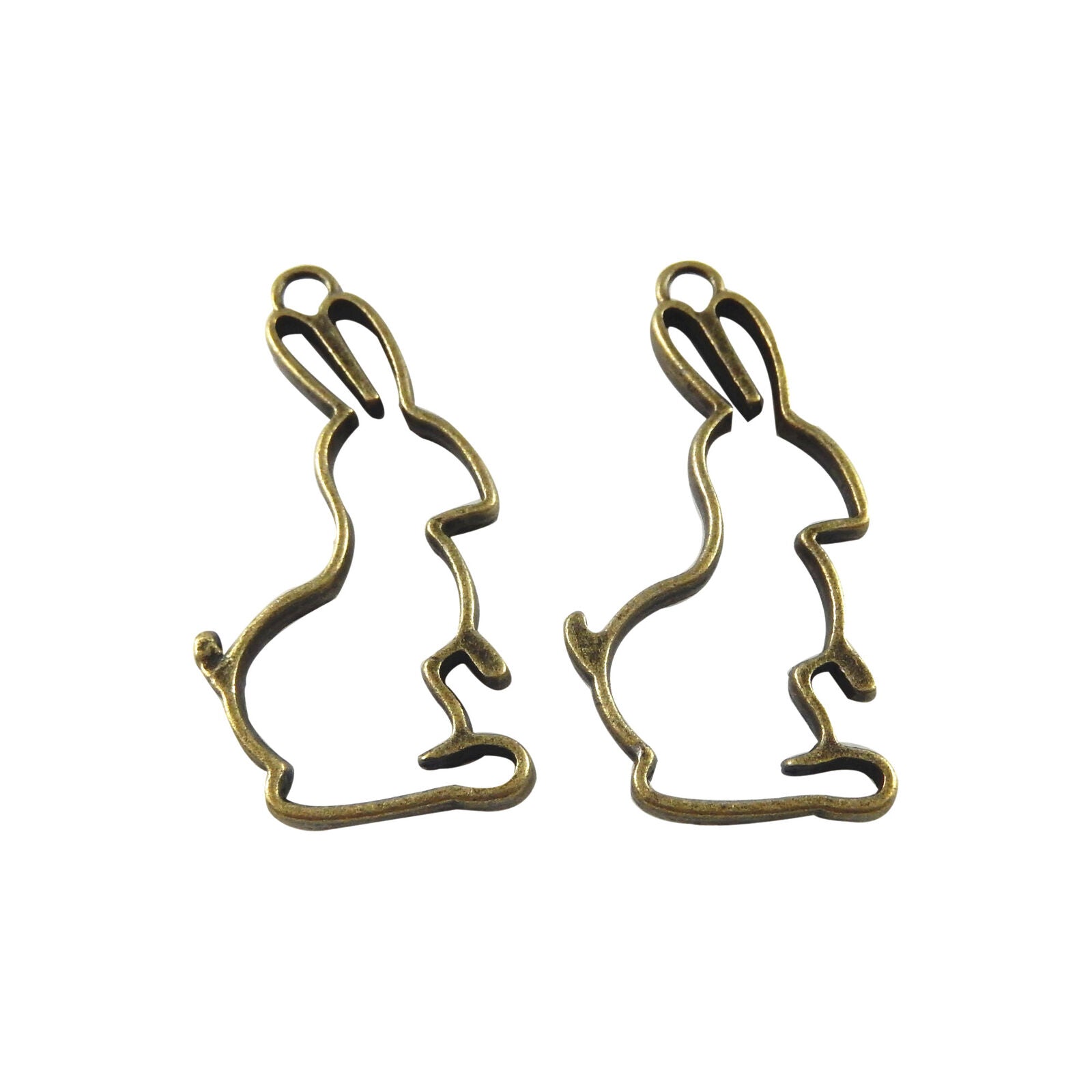 20pcs/pack Antiqued Bronze Alloy Hollowed Rabbit Pendant Charm Jewelry Findings