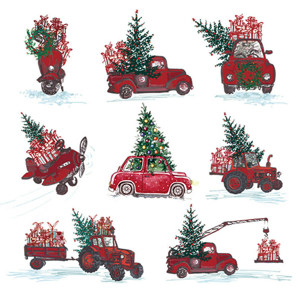 Christmas Truck Heat Transfer Patches Iron on Xmas Tree Kids T-shirt DIY Decor
