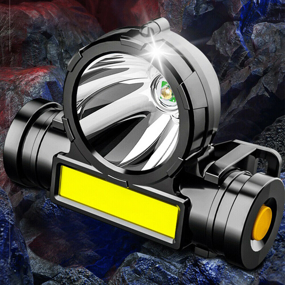 COB+LED Head Band Light Flashlight Headlamp Torch Lamp Waterproof Headlight NEW