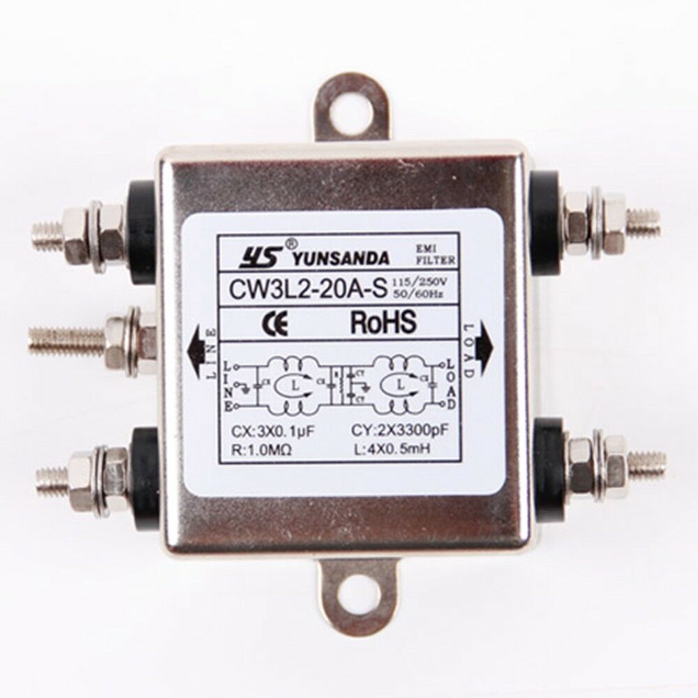 1PCS AC Power Line EMI Filter AC115V/ 250V 50/60Hz 20A CW3L2-20A-S single phase