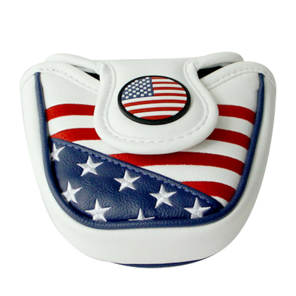 Set of 2 PU Leather Golf Head Cover Protectors Headcover Mallet Putter