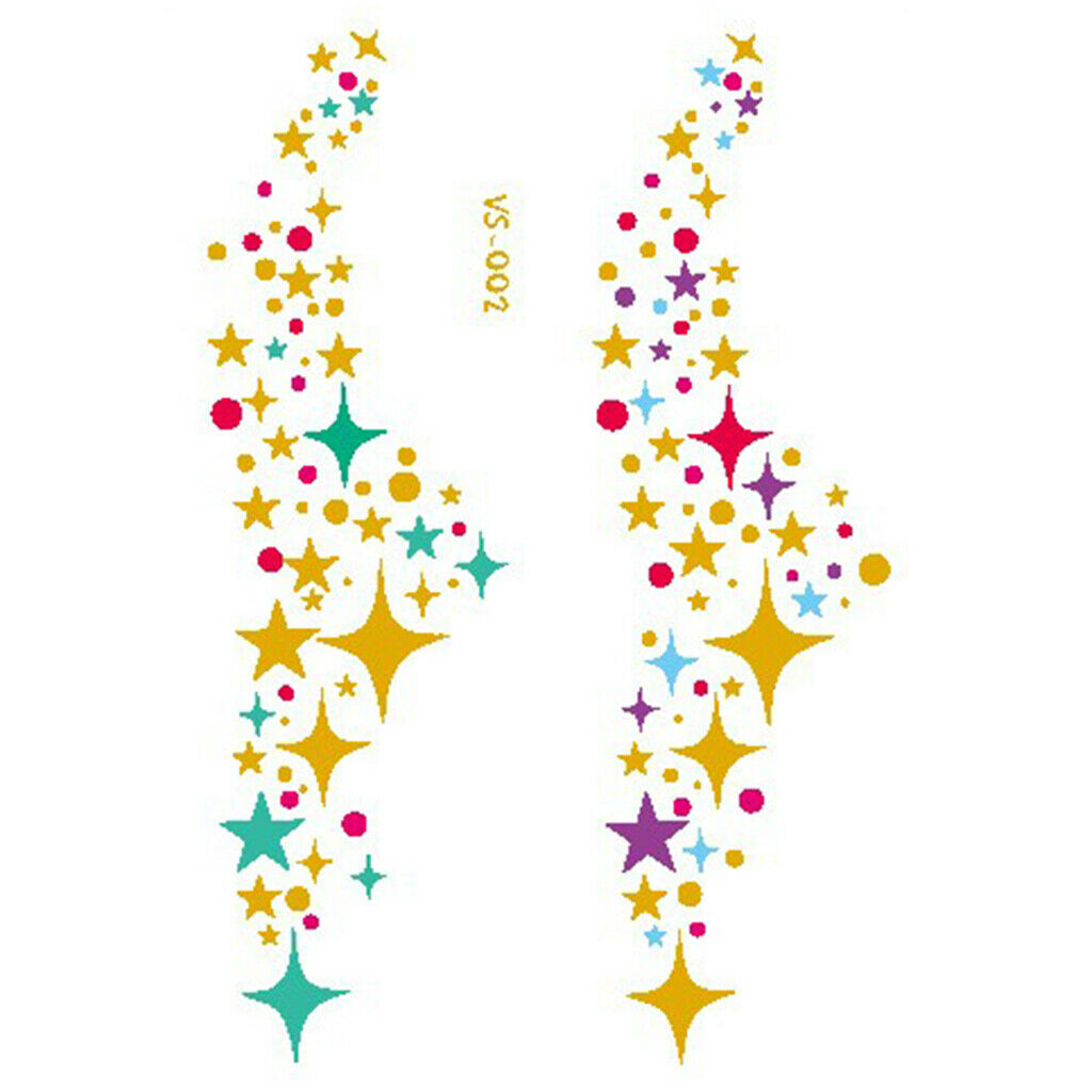 10x Tattoo Stickers Plants Star Moon Decals for Face Cheek Arms Wrist Back