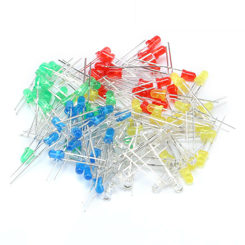 100pcs 5mm Bright LED Light Emitting Diode Component Kit for PCB Circuit