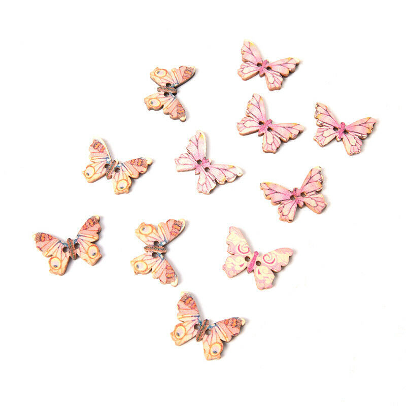 Colorful Butterfly Wooden Buttons Sewing Scrapbooking Sewing Buttons For .l8